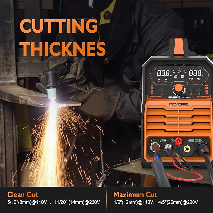 Plasma Cutter, 2 in 1Non-High Frequency 60A Plasma Cutter/ 200A Stick Welder Large Digital Display Non-Touch Pilot Arc, 110/220V Dual Voltage Plasma Cutting Machine