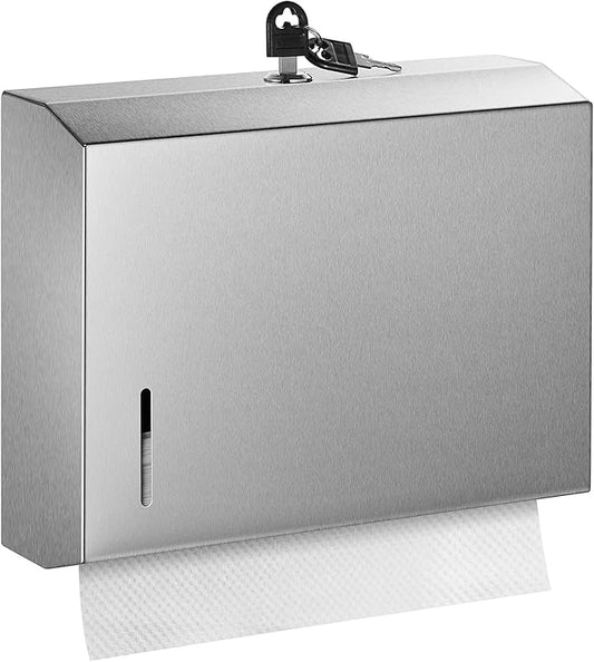 Wall Mounte Paper Towel Dispensers, 10.4" L x 3.3" D x 8.3" H, Stainless Steel C-Fold Multifold Hand Paper Tissue Holder with Lock