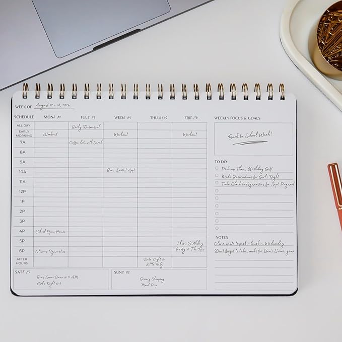 Undated Weekly Schedule | Business Planner | 8.25” x 11.75” ADHD Organizer | Premium Multi-Layout Schedule | Pink | Landscape Layout