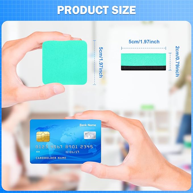 EAONE 48 Pack Dry Erase Eraser, Magnetic Whiteboard Cleaner Mini Chalkboard Cleansers for Classroom, School, Office, Home (Green, 1.97 x 1.97 Inch)