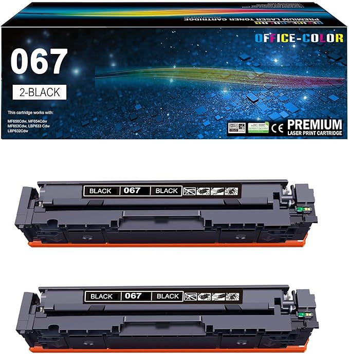 067 Black Toner Cartridge Replacement for Canon 067 067H CRG-067 to use with Canon Color ImageCLASS LBP632Cdw MF656CDW MF652Cw MF654CDW MF653Cdw MF651CW LBP631CW LBP633CDW Printer Ink (2 Pack )