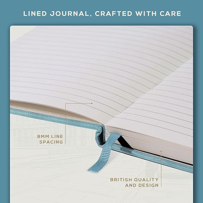 BEECHMORE BOOKS Lined Journal Notebook, 5.8 x 8.3 inch, A5 160 Lined Pages, Hardcover Leather Journals for Women, Men, Writing and Notebooks for Work - 120 GSM Thick Paper, Gifts Box Included