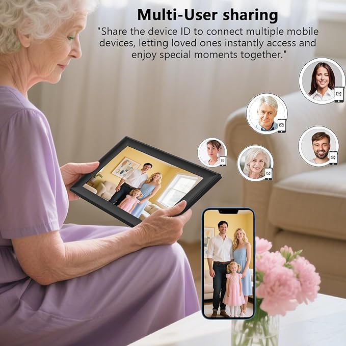 SSAWiFiFRAME Digital Picture Frame 10.1 inch Photo Frame with 50 Photos /200MB Video Sharing via Free APP 32 GB HD IPS Touchscreen, Gift for Grandparents, Parents (Birthday Christmas)