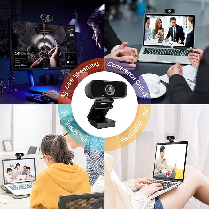 Webcam 1080p HD Computer Switch 2 Camera - Microphone Laptop USB PC Webcam with Tripod Stand, 110 Degree Live Streaming Widescreen Recording Pro Video Web Camera for Calling, Conferencing
