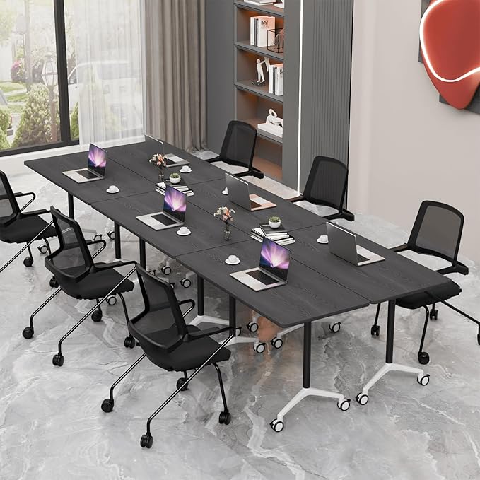 Conference Room Table with Flip-Top Design for Dynamic Meetings, Business Table Computer Desk with Heavy-Duty Frame,Foldable Seminar Meeting Tables for Home Office (2, F, 47.2IN)
