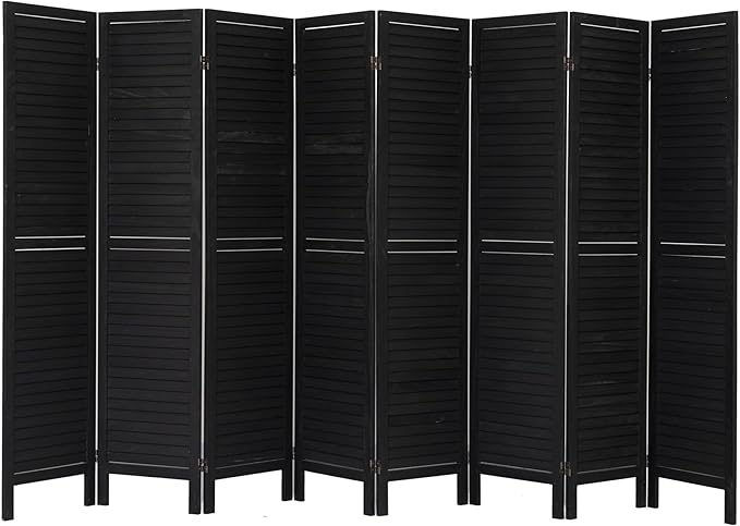 NicBex 8 Panel Room Divider 5.6FT Wood Room Dividers with Louvered Design, Folding Privacy Screens Portable Freestanding Partition Wall Dividers for Home Bedroom Office, Black