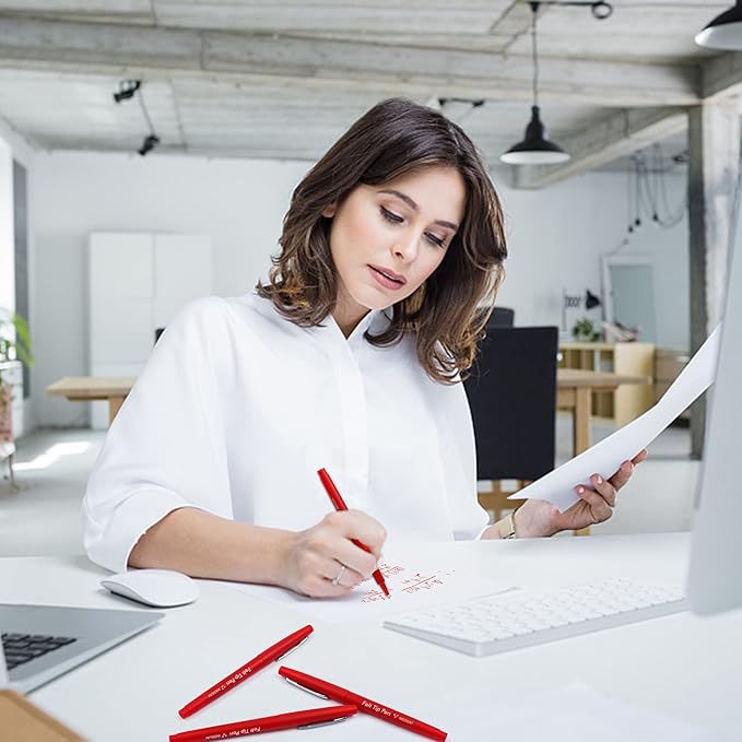Lelix Felt Tip Pens, 60 Red Pack, 0.7mm Medium Point, Felt Tip Markers Pens for Journaling, Writing, Note Taking, Planner, Perfect for School Office and Art Supplies