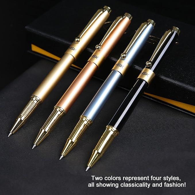 HSK Ballpoint Pens Luxury gift Pen Black Refill Line width 0.5mm,Best Ball Pen Gift Set for Men & Women Professional Executive,Office,Nice Pens Classy Gift Box (Rose gold)