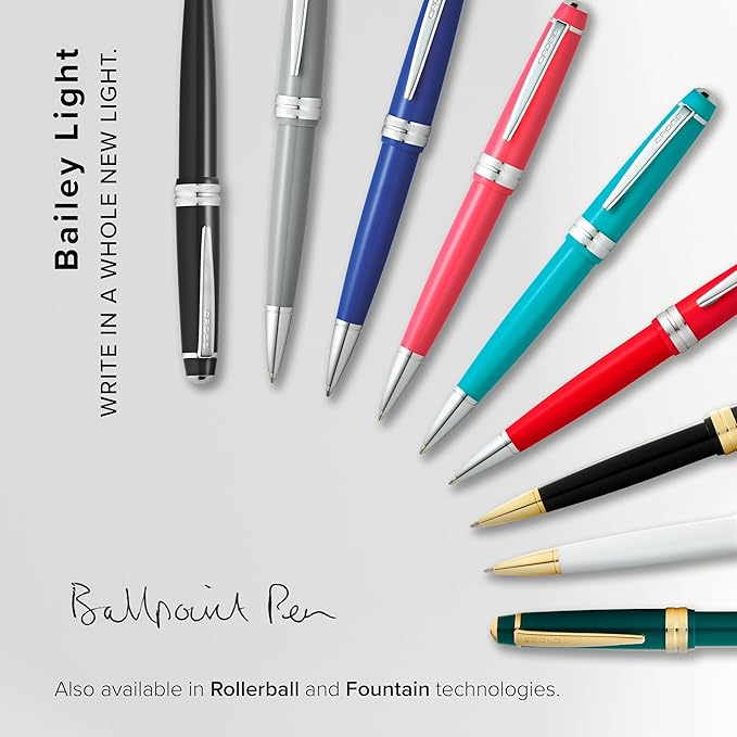 Cross Bailey Light Refillable Ballpoint Pen Presented in a Everyday Gift Box - Medium Point, Black Ink, Polished Black