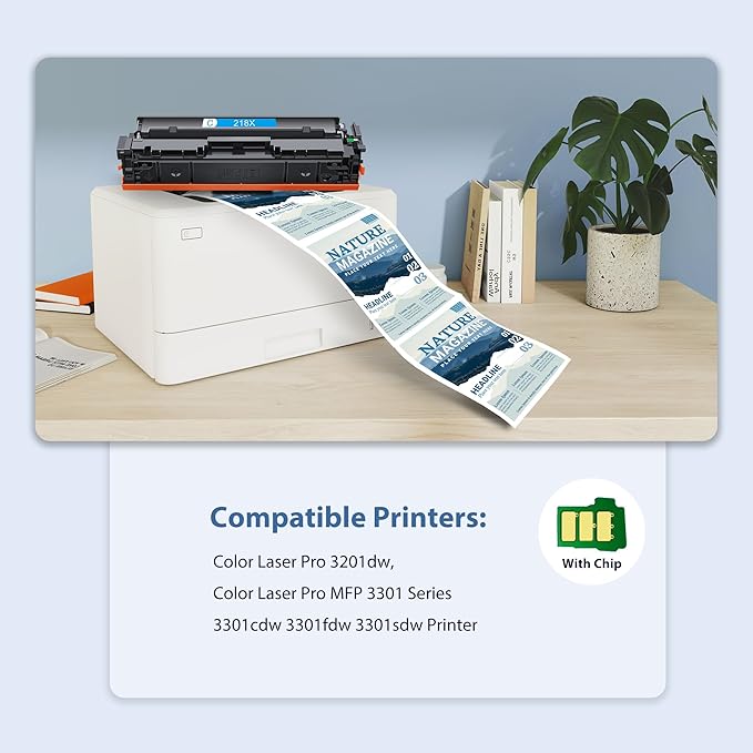 218A Toner Cartridges 4 Pack 3201dw MFP 3301fdw Toner Compatible for 218A 218X Set for Color Pro 3201dw MFP 3301fdw 3301sdw 3301cdw Printer(Black,Cyan,Yellow,Magenta)