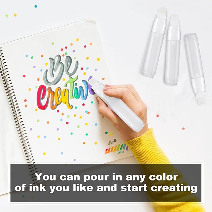 Epakh 4 Pack White Paint Pens Empty Acrylic Permanent Clear White Marker Pen Fine Point Empty Refillable Markers for Rock Painting Wood Ceramic Metallic Graffiti Paper Drawing(15 mm)