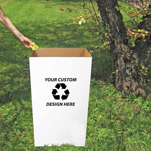 VictoryStore 22.3 gallons Cardboard Trash Bin, Reusable, Recyclable and Disposable Trash Cans, Sturdy Cardboard Medium Size (Custom Logo, 50-Pack)