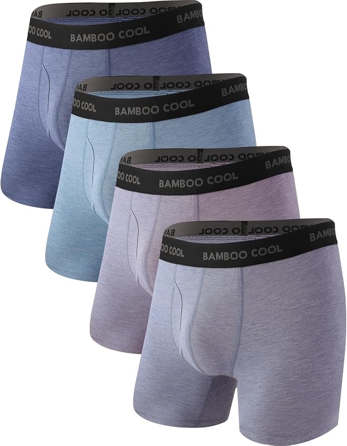BAMBOO COOL Men's Ultra Breathable Underwear,No Riding Up Boxer Briefs with ComfortFlexible Waistband,Multipack