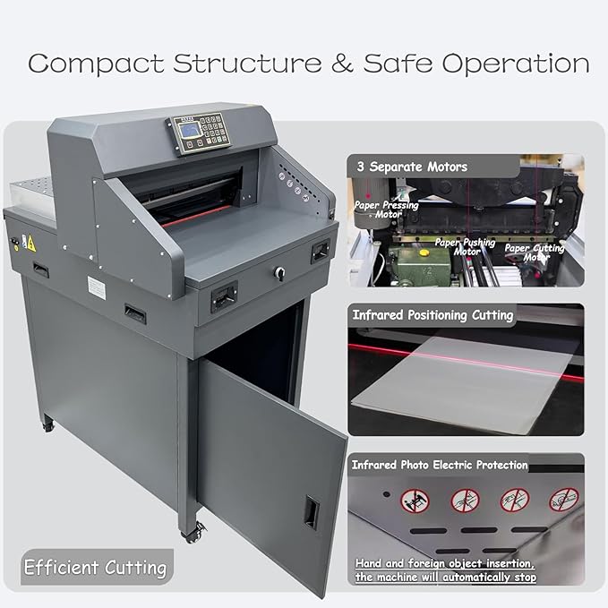 INTSUPERMAI Electric Paper Cutter Heavy Duty Paper Trimmers Guillotine with 40-460mm 1.57-18.11inch Cutting Size Digital Numerical Control Commercial Paper Stack Cutter Trimmer for Paper Cutting 110V