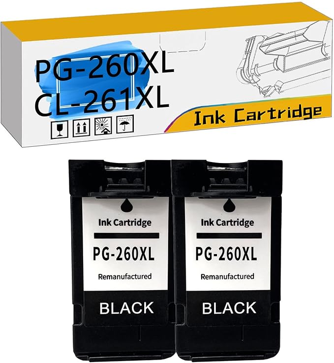 PG-260XL CL-261XL PG260 PG-260 CL261 CL-261 Ink Cartridges, Compatible for Canon TS6420a TS6420 TR7020a TR7020 TS5320 All in One Printers【High Print Volume with Chip Black*2