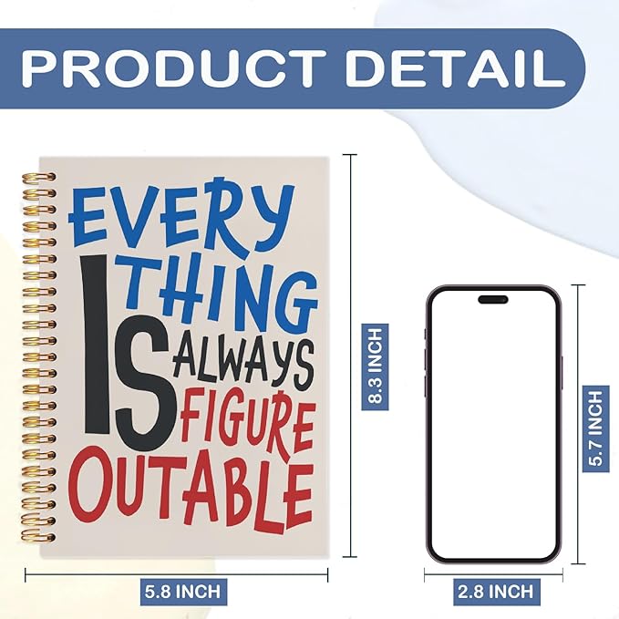 SNNDER Everything Is Figureoutable Inspirational Notebook Journal, Affirmation Journal for Women Men, Positive Affirmation Gifts, Motivational Hardcover Spiral Notebooks 5.5x8.3 Inch