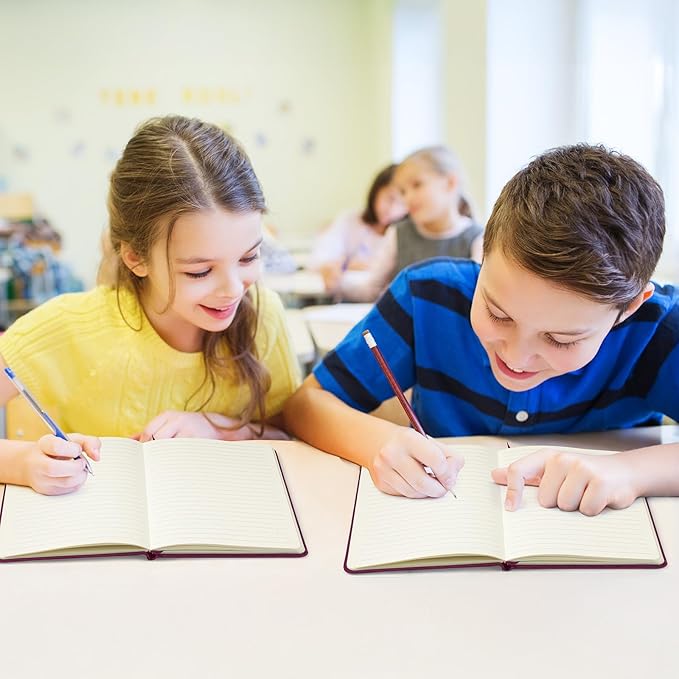 Honoson 20 Pack Lined Journal Notebooks A5 Hardcover Executive Notebook 5.5" x 8.3" PU Leather Wide Ruled Journals Bulk with Elastic Band for Home Business Office School Supplies(Burgundy)