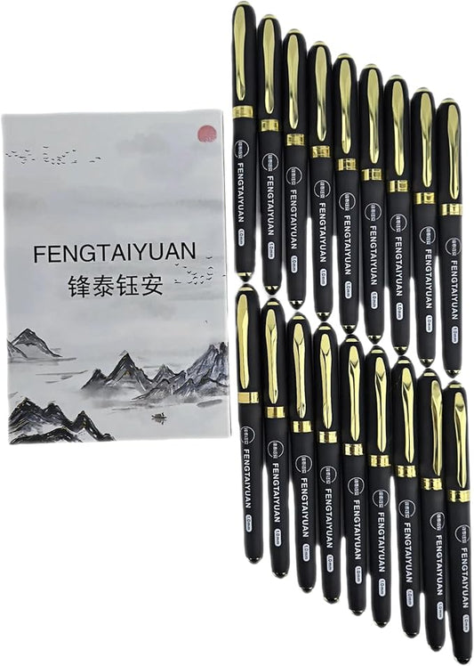 Fengtaiyuan 10P18Pro, Gel Ink Rollerball Pens, Black Ink, Bold Point 1.0mm, Writting Pens, Smooth, 18 Pack (Black-1.0mm)