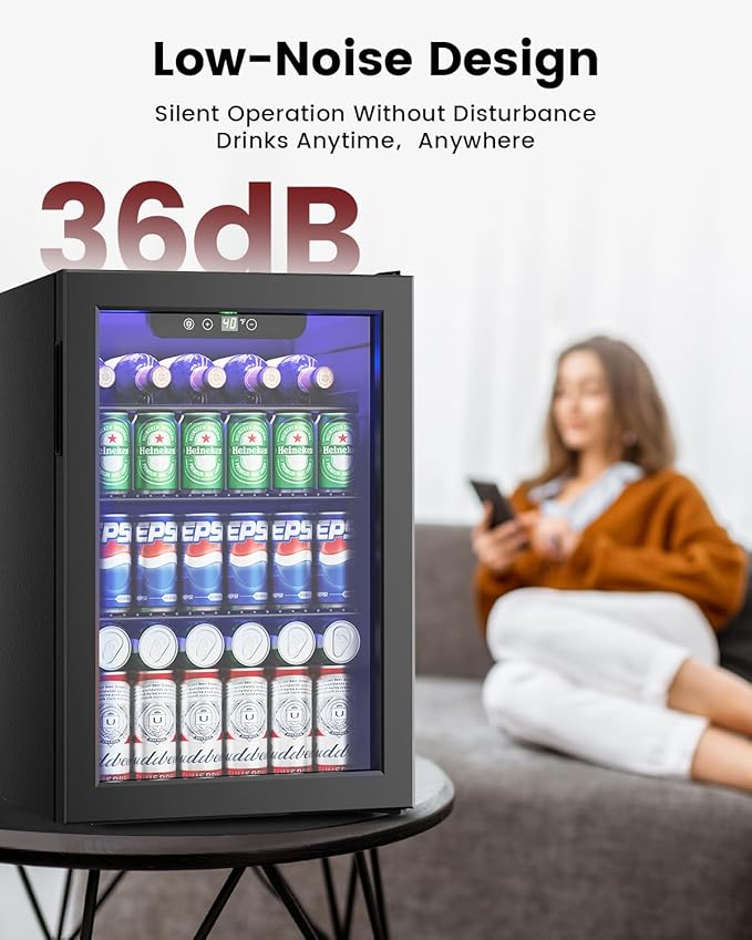 Wine Cooler Refrigerator - 24 Bottle 95 Can Mini Wine Fridge with Glass Door for Beer Soda Water Drink, Small Wine Cellar Beverage Refrigerator for Bedroom Office Home Bar Dorm, 2.6 Cu.Ft