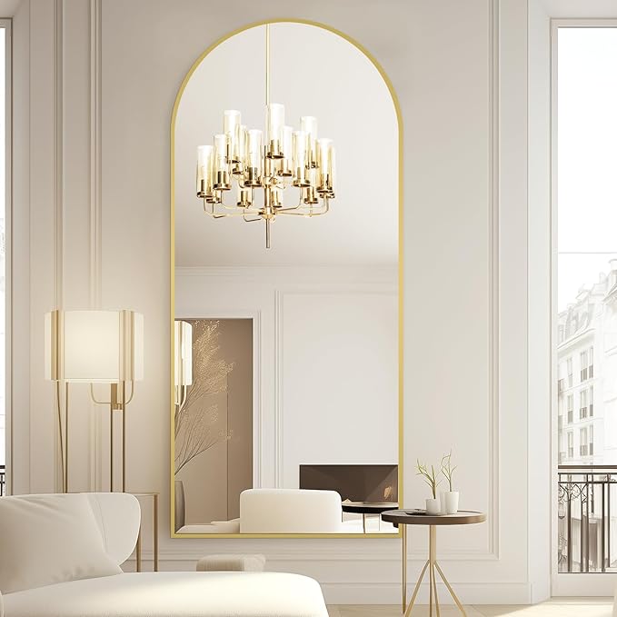 MELOMOIR 71"x32" Large Arched Mirror Full Length, Large Floor Mirror for Bedroom, Living Room, Gym - Free Standing Hanging or Leaning - Gold Frame