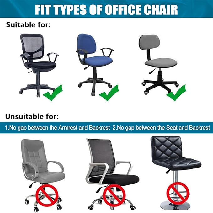 Smiry Printed Office Computer Chair Seat Covers, Stretch Fit Universal Desk Rotating Chair Cover Washable Removable Seat Cushion Protectors - Grey and Black