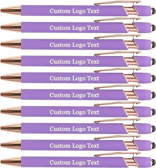 Custom Engraved Ballpoint Pens Bulk, Personalized with Name/Logo, Black or Blue Ink, Smooth Writing for Office, School, Business, Church, Reunion Violet 50 Pcs