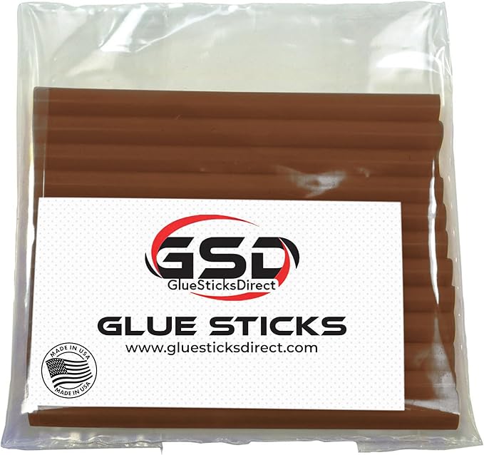 Mini Size Hot Melt Glue Sticks for Glue Gun - Bulk 4in Brown Milk Chocolate Glue Sticks - Great for Art Craft Repair & Compatible w/Most Glue Guns - 5/16" X 4" (24 Sticks) - USA Made