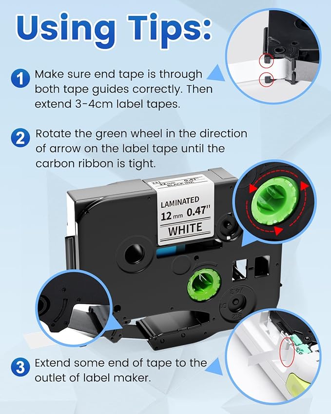 4-Pack TZe TZ Tape 12mm 0.47 Laminated White TZe-231 Replace for Brother P Touch Label Tape TZe231 for Brother Label Maker Tape PT-D210 PT-D220 PT-H110 PT-D610BT PT-D600 PT-D410 PT-D400 PT-H111 PTD200