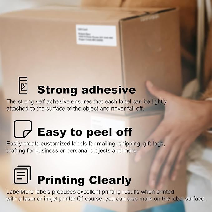 8.5" x 11" Full Sheet Labels, JIQEZNL Premium Label Sticker Paper for Laser & Inkjet Printers - 32 Sheets