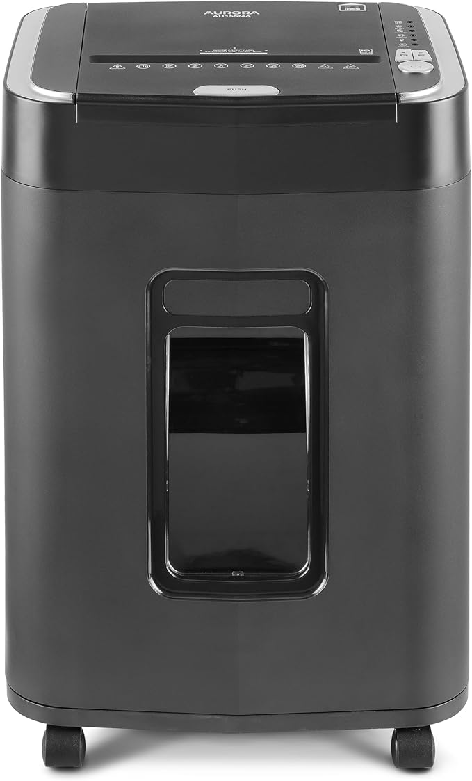 Aurora Professional Grade 150-Sheet Auto Feed Micro-Cut Paper and Credit Card Shredder with 6.3 Gallon Pullout Basket / 60 Minutes/Security Level P-4