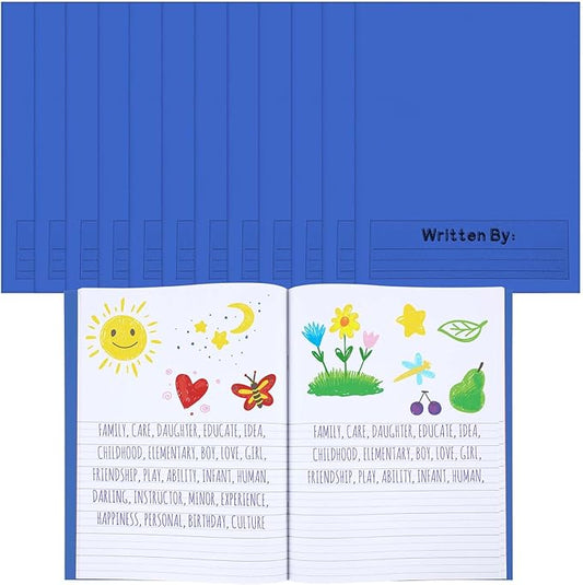 Henoyso 12 Pcs Primary Composition Notebook K-2 9 3/4 x 7 1/2 Inch Primary Journal, Back to School Supplies, Bulk Blank Writing Book for Kid to Write Draw Journal 60 Page Notebooks (Royal Blue)