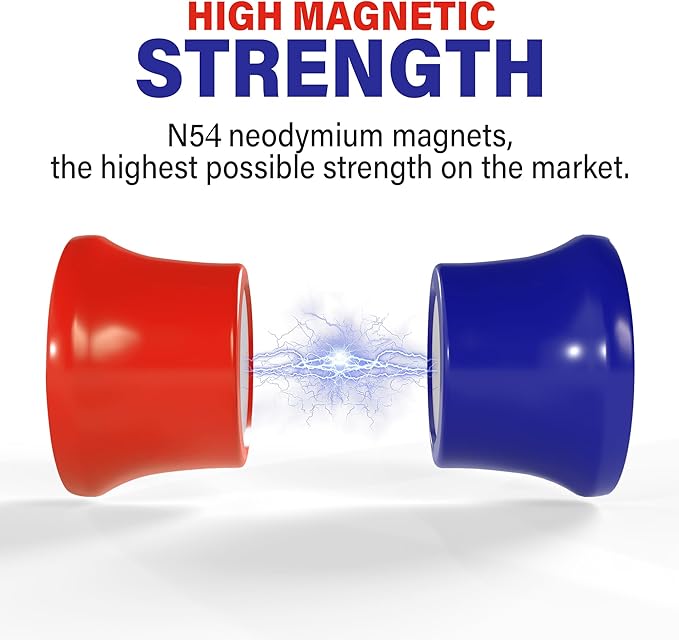 Strong Magnets for Whiteboard, Glassboard and Fridge (White, 8 Pack, Small). N54 Neodymium Rare Earth Heavy Duty Magnets for Home and Office Supplies.