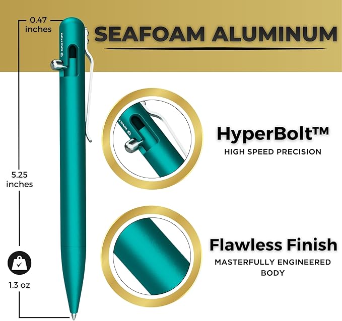 BASTION® Luxury Bolt Action Pen, Durable Professional Ballpoint Pen with Fine Tip, EDC Pen, Ink Refillable Pen for Birthday Gift, Travel Pen for School and Work