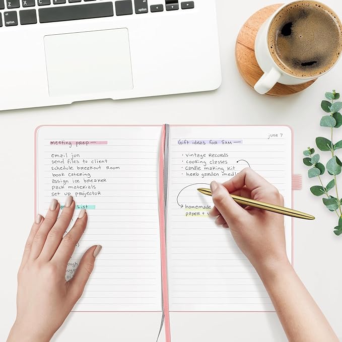 &And Per Se Lined Journal Notebook for Women&Men with Pattern, 160 Pages 100GSM Thick Paper, A5 Hardcover Journals for Writing(Blush)