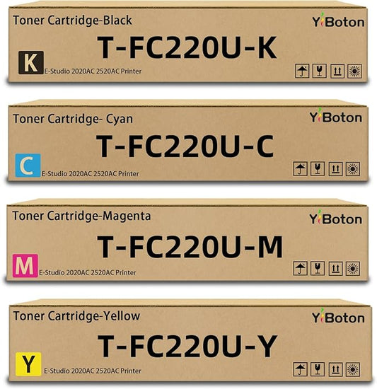 T-FC220U TFC220U Toner Cartridge Replacement for Toshiba T-FC220UK T-FC220UC T-FC220UY T-FC220UM Toner Use for Toshiba E-Studio 2020AC 2520AC Printer (4-Pack)
