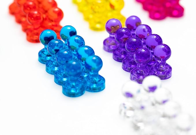 56 Colorful Magnets for Whiteboard | 7 Assorted Color Strong Push Pin Magnets | Perfect Magnetic Push Pins to use as Refrigerator Magnets, Whiteboard Magnet, Classroom Magnet
