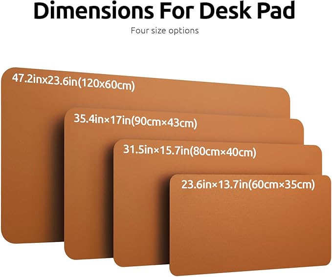 YSAGi Desk Pad Protector, Large Mouse Mat, Non-Slip PU Leather Waterproof Laptop Desk Blotter/ Writing Pad for Office and Home (23.6" x 13.8", Brown)