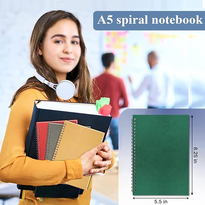 GINMLYDA Small Spiral Notebook 12Pack, 120 Lined Pages 8.25x5.50 Inches Spiral Journal Kraft Cover Notebooks & Writing Pads for School Home Office Aesthetic Sketch Drawing Note