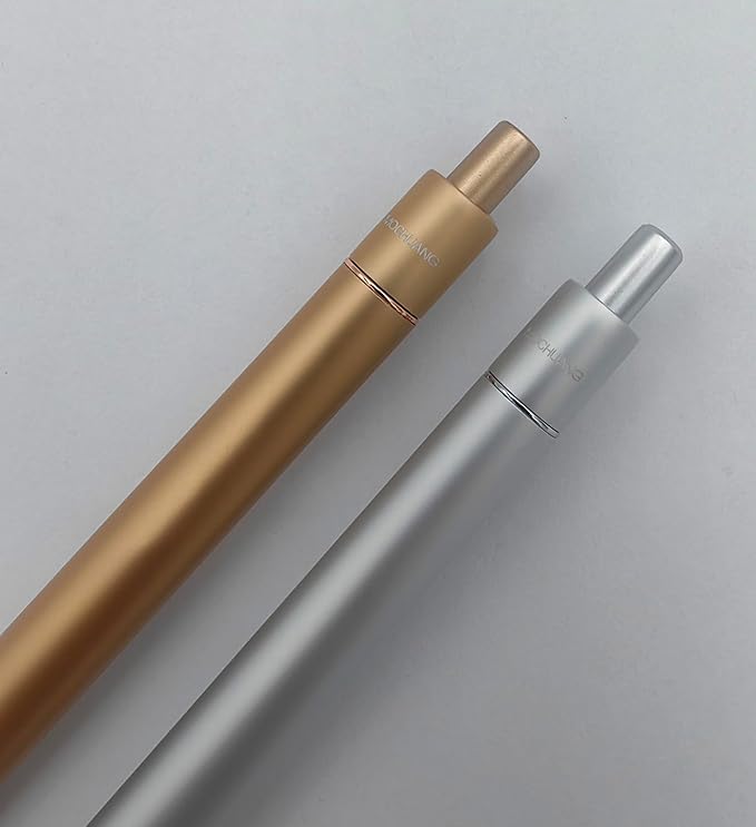 Pens 0.5MM Retractable Metal Gel Pen, Rose gold and silver gray fancy pen Premium Metal Barrel nice pens Smooth Writing Archival Ink Leak-Proof, Ideal office Gift Set,sisters, lovers - 2 Pens.