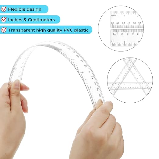 Zonon 200 Pieces 12 Inch Ruler Bulk Clear Plastic Flexible Straight Metric Rulers with Centimeters and Inches Drafting Measuring Tool for Classroom School Students Education