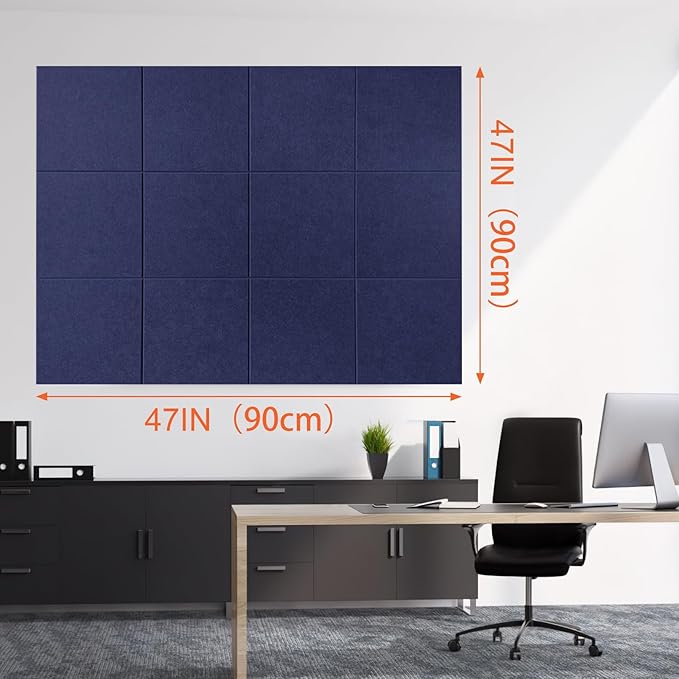 Cork Boards for Walls 48" x 36" Felt Board Alternative, 12 Pack Felt Wall Tiles Bulletin Board, Large Cork Board for Office Pin Board Tack Board Cork Boards