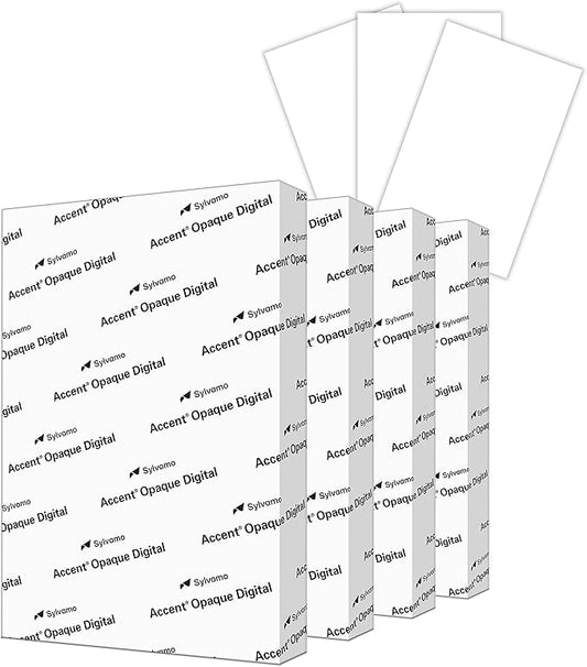 Accent Opaque White Printer Paper, 12” x 18” 28lb Copy Paper – 1,600 Sheets (4 Reams) – Premium Computer Paper with Super Smooth Finish, 97 Bright, 104gsm – Ideal for Ink Heavy Printing – 189024C