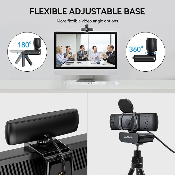 AUSDOM 4K Webcam, Autofocus Webcam with Microphone, Privacy Cover, Plug and Play USB Computer Web Camera for Pro Streaming/Online Teaching/Video Calling/Zoom/Skype (Black-4K)