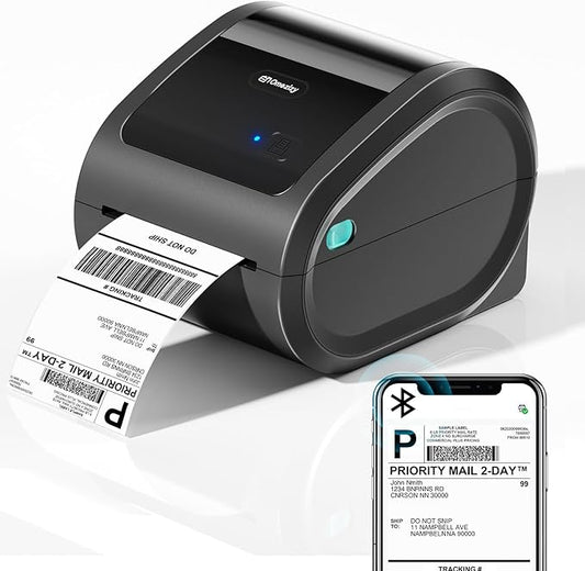 Bluetooth Thermal Label Printer 4x6 - D520BT Thermal Shipping Label Printer for Small Business, Wireless Label Printer with Built-in Label Holder, Compatible with USPS, Shopify