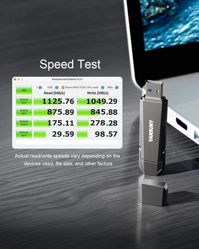 Vansuny 1TB USB Solid State Drive Up to 1000MB/s 3.2 Gen 2 Dual SSD USB A + Type C Portable External SSD for Android Phone Tablet Laptop MacBook PC