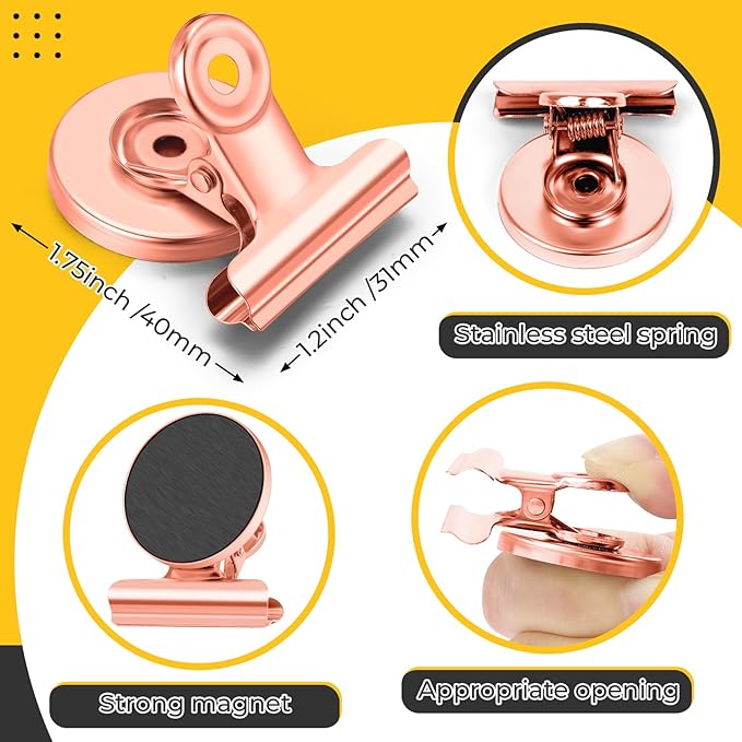 20 Pack Refrigerator Magnets Fridge Magnets, Rose Gold Magnetic Clips Whiteboard Magnets, Magnet Clips Heavy Duty for Photo Displays, Home, Office, Classroom