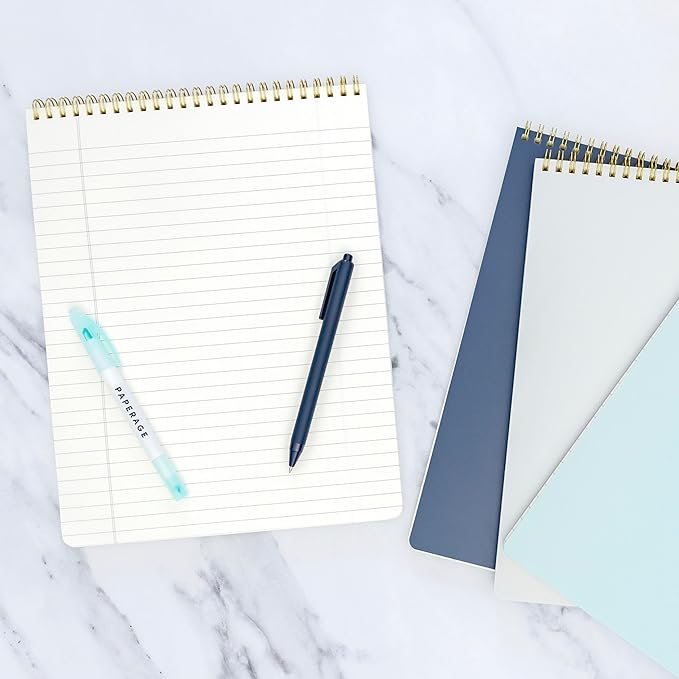 PAPERAGE Top Bound Spiral Notebook, 3 Pack, Lined Notepad, (Lavender/Blush/Light Grey), 70 Sheets (140 Pages) Per Notebook, Wide/Legal Ruled, 8.5 inches x 11 inches