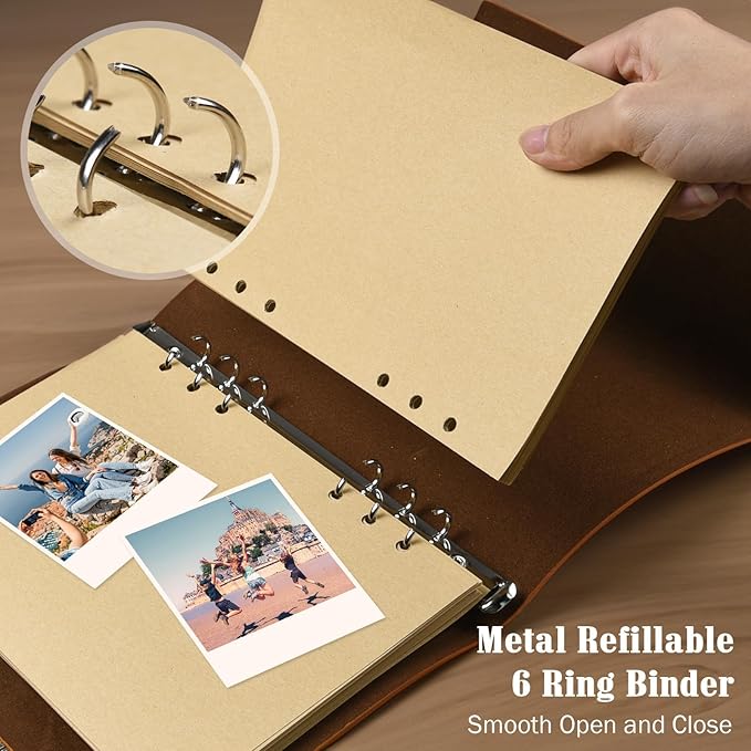 Leather Journal Notebook, Travel Journal with 2 Pockets, Vintage Refillable Journal for Writing, Diary Journal for Women, Men, Girls and Boys, 100GSM Blank Paper, 160 Pages (Green A5 9.2" x 6.5")