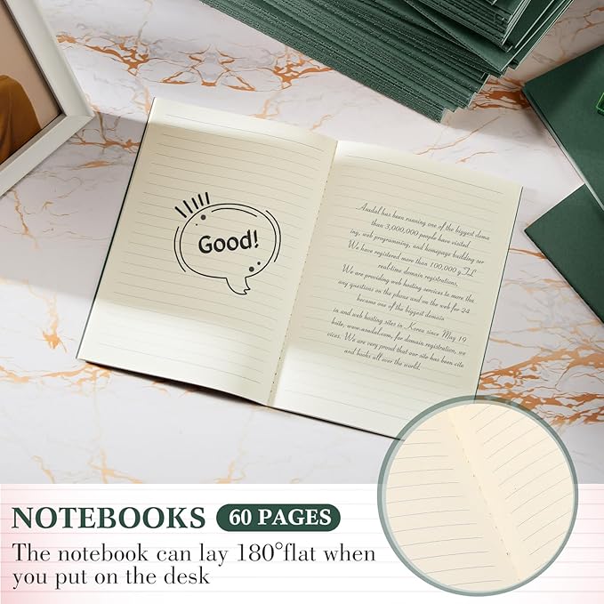 100 Pcs Kraft Notebook Journals 5.5 Inch x 8.3 Inch A5 Softcover Notebooks Bulk for Writing Sketch Office Notepad with 60 Pages 30 Sheets (Green,Lined)