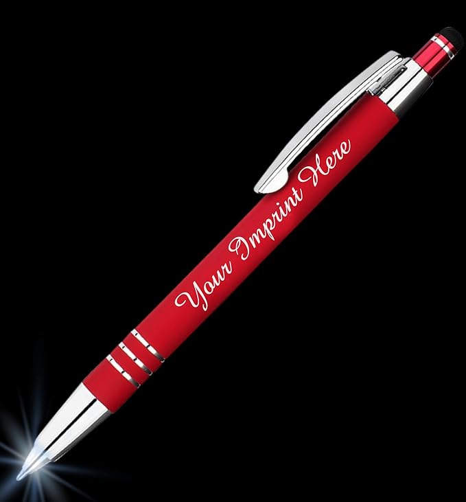 ExpressDesigns™ - Personalized Pens Gift Set - 2 Pack of | LED Flashlight Soft Touch Metal Pens w/gift box | Luxury Ballpoint Pen Custom Engraved with Name or Message | Light Up Pens (Black)